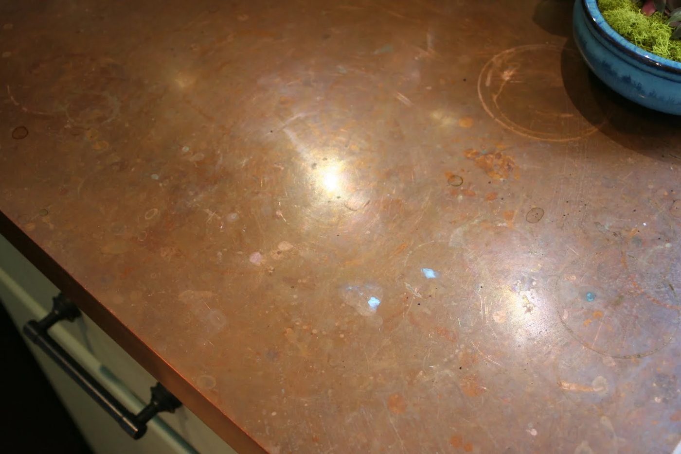 Patina With Green Spots Copper Countertops