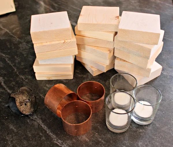 copper & wood candle holders supplies