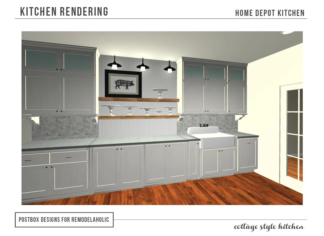 Cottage Kitchen from Home Depot rendering, Postbox Designs