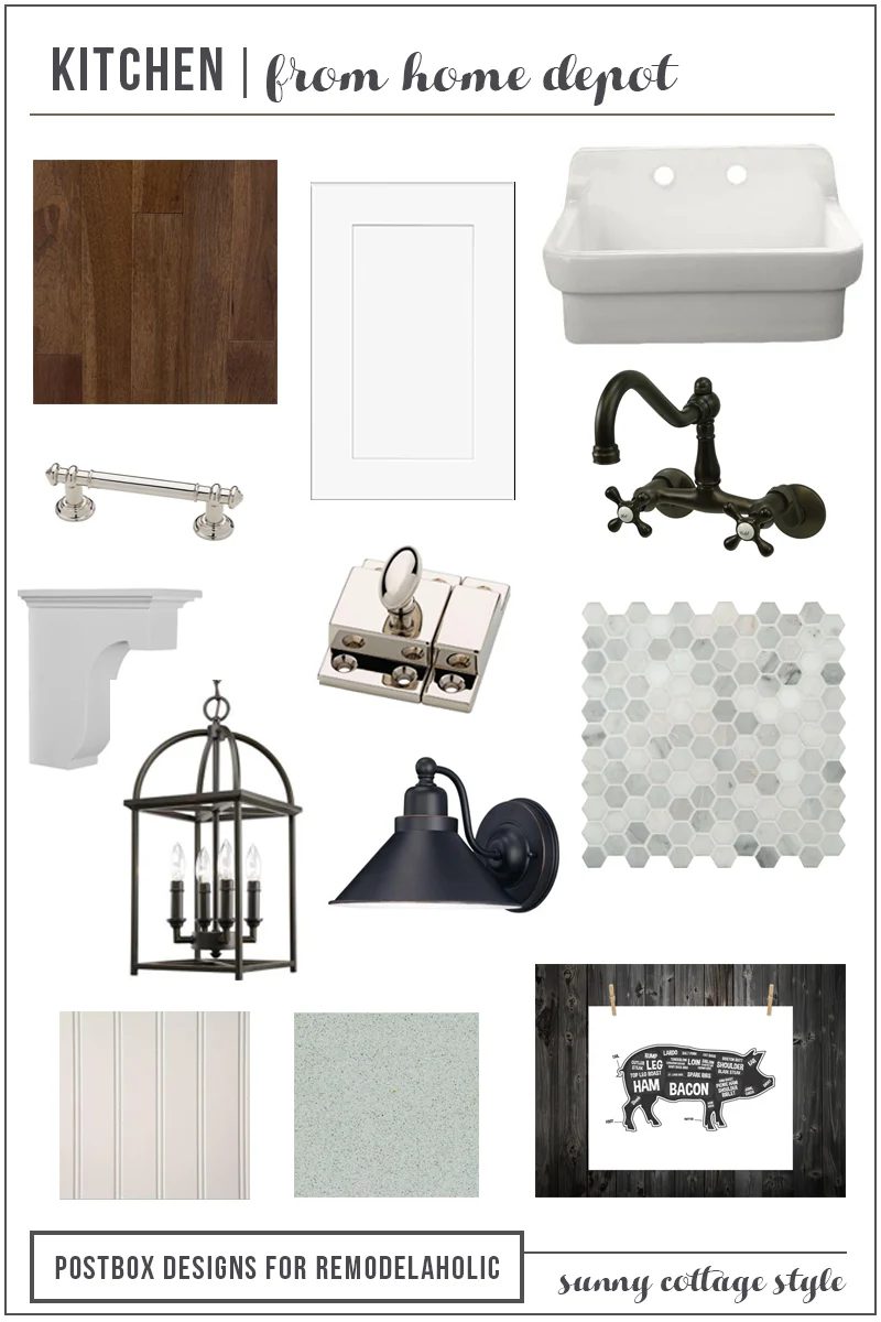 A cottage style kitchen is bright and homey -- and in your modest-cost with these great picks from The Home Depot -- yes, THAT big box store!