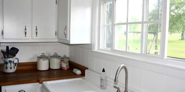 Country Kitchen With Handmade Reclaimed Wood Countertop