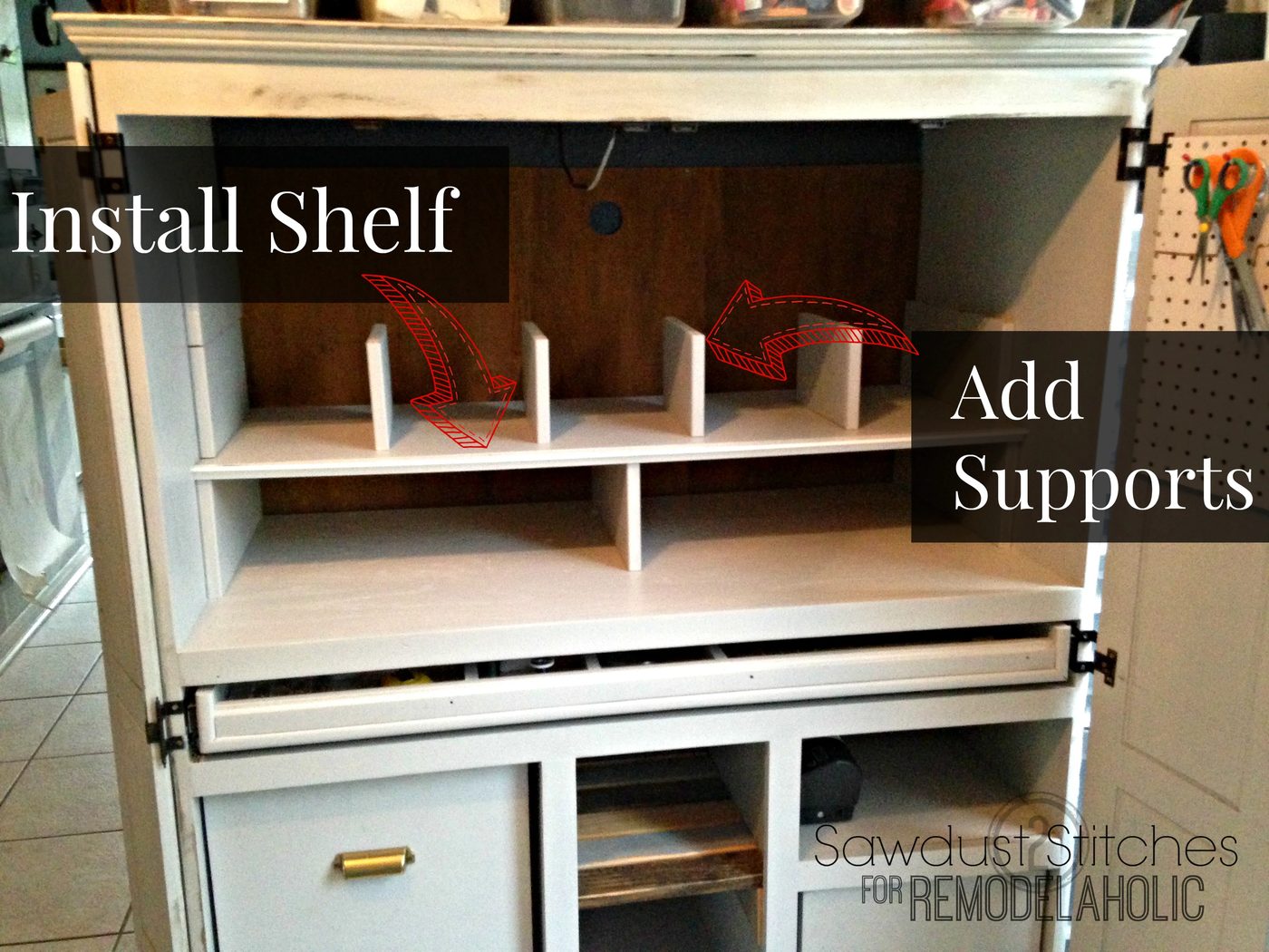 Install supports and shelf