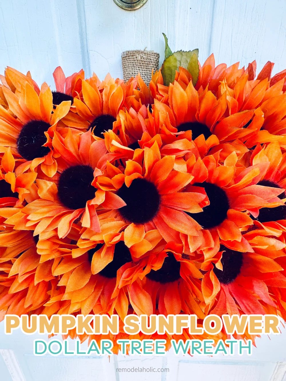 Handmade Sunflower Dollar Store Pumpkin Wreath, Bekob