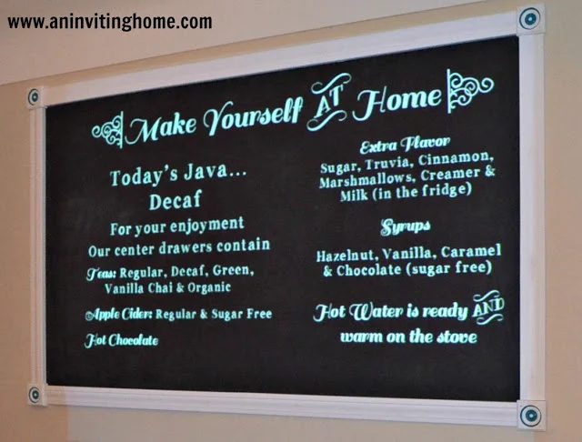 coffee bar chalkboard menu