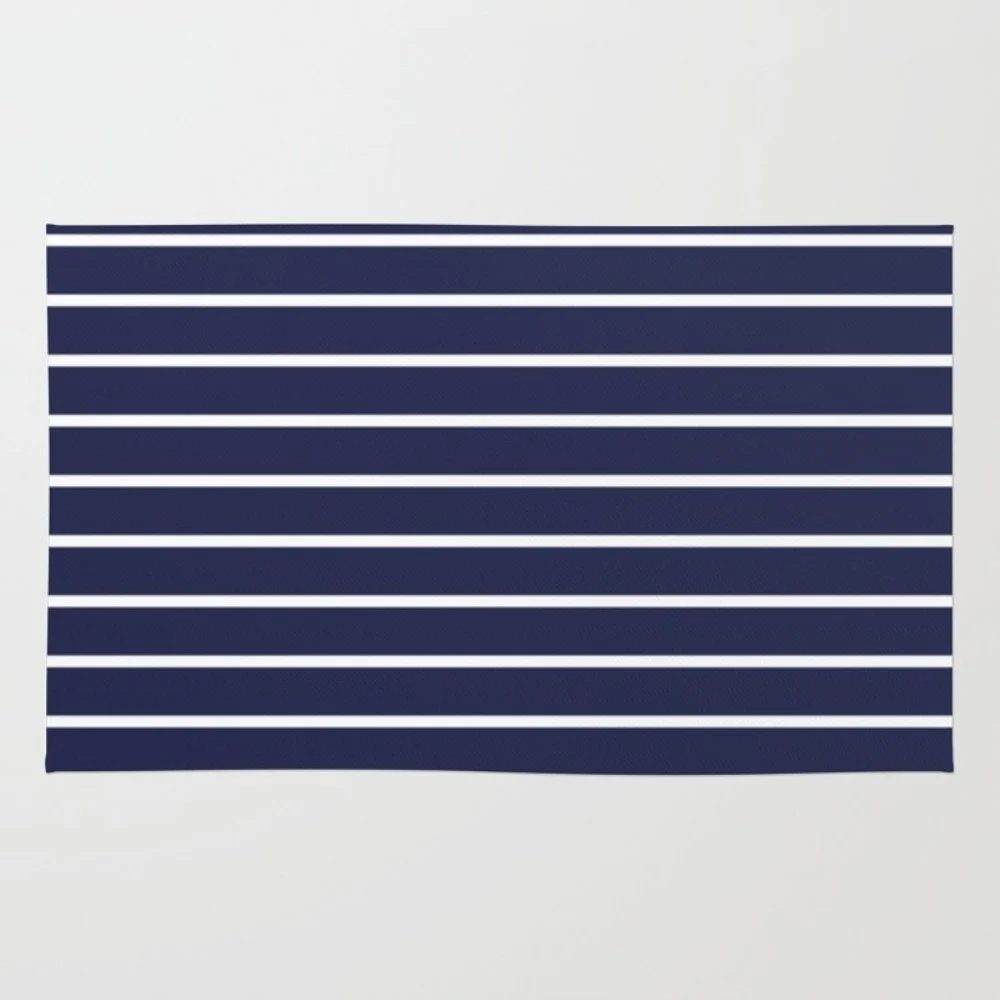 Gender Neutral Shared Kids Room Navy Striped Rug