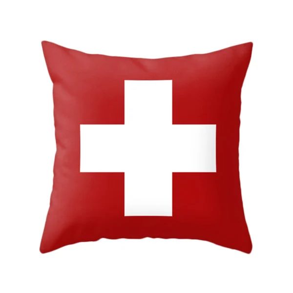 Gender Neutral Shared Kids Room Red Swiss Cross Pillow