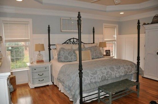 master bedroom with board and batten wall walkthrough