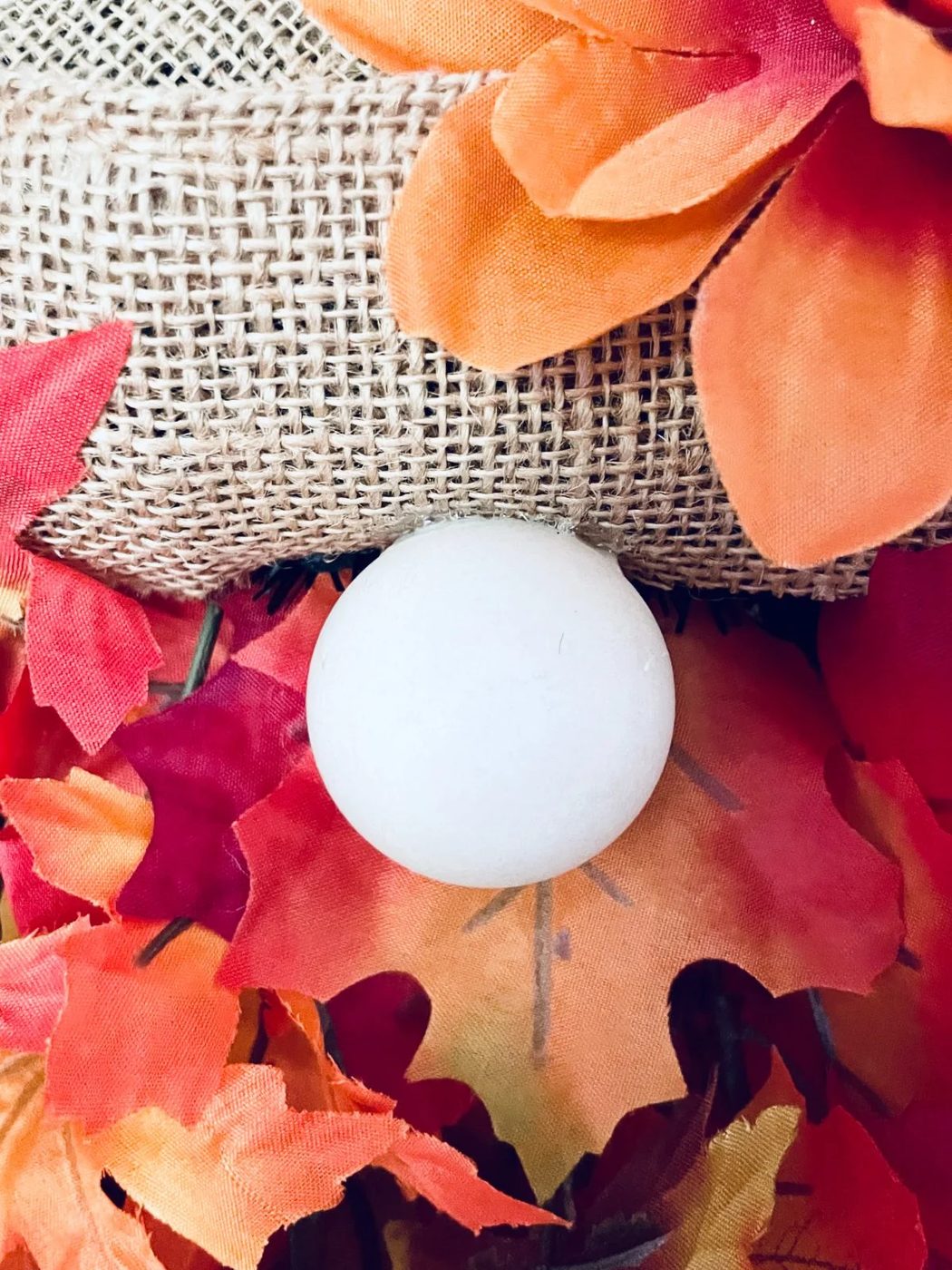 Dollar Tree Fall Gnome Wreath With Ping Pong Ball Nose, Bekob