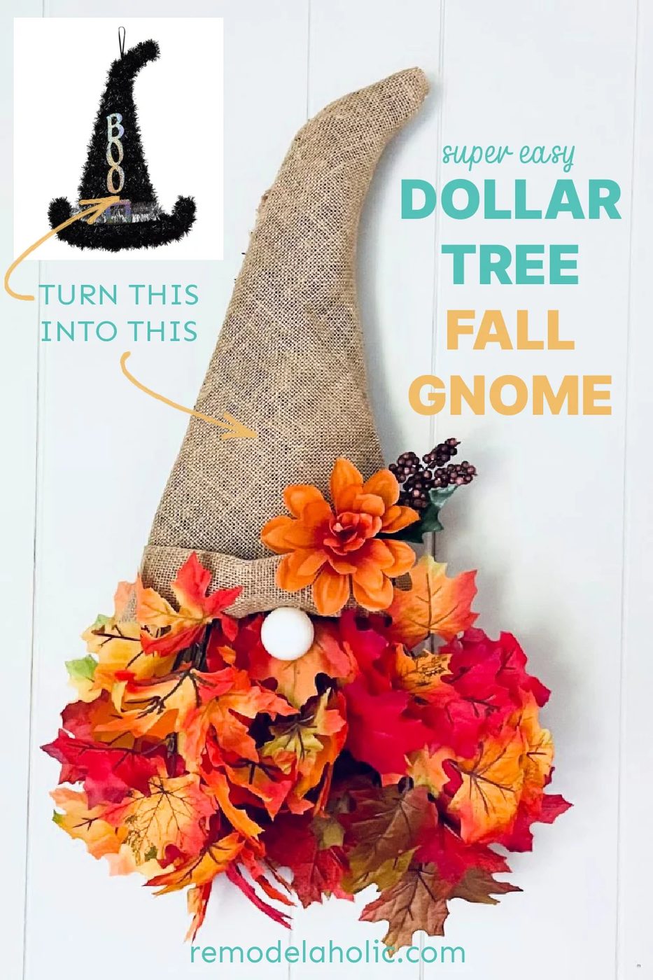straightforward Dollar Tree Fall Gnome Wreath From A Witch Hat Wreath Bekob