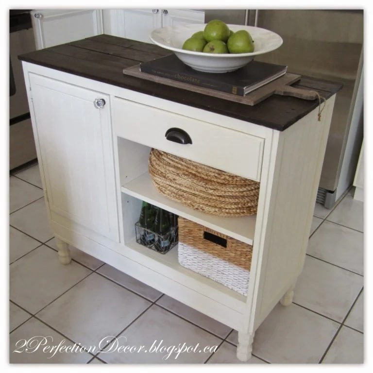 Upcycled Vintage Desk Into Kitchen Island With Storage