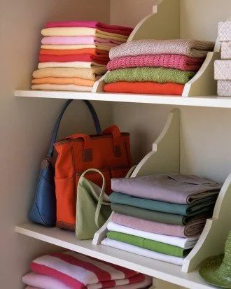 Wood brackets to organize shelves