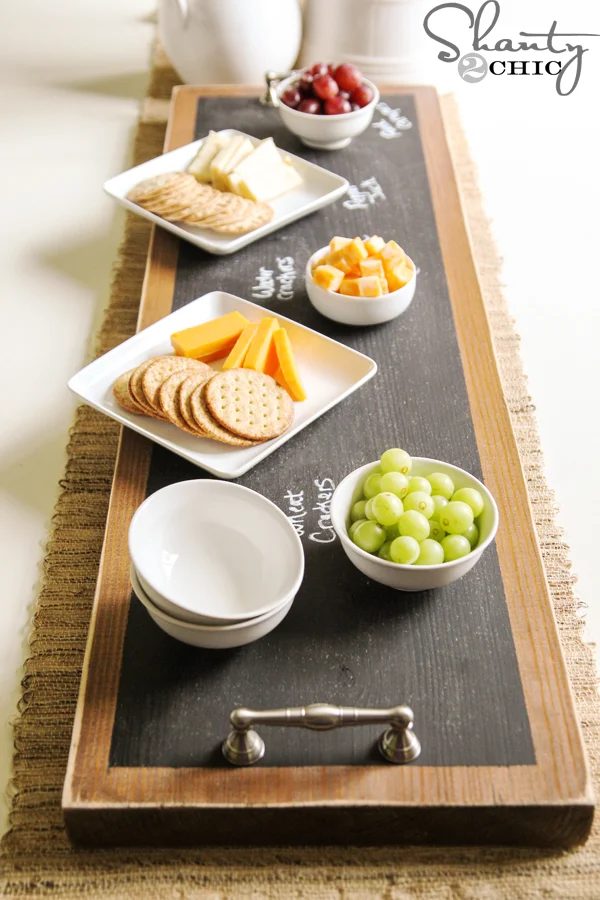 chalkboard serving tray for party