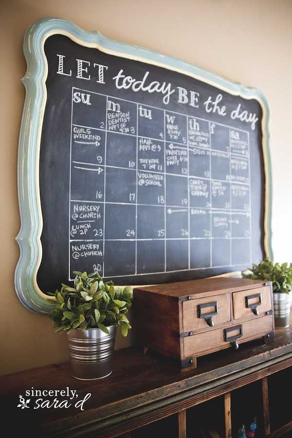 Pretty Chalkboard calendar