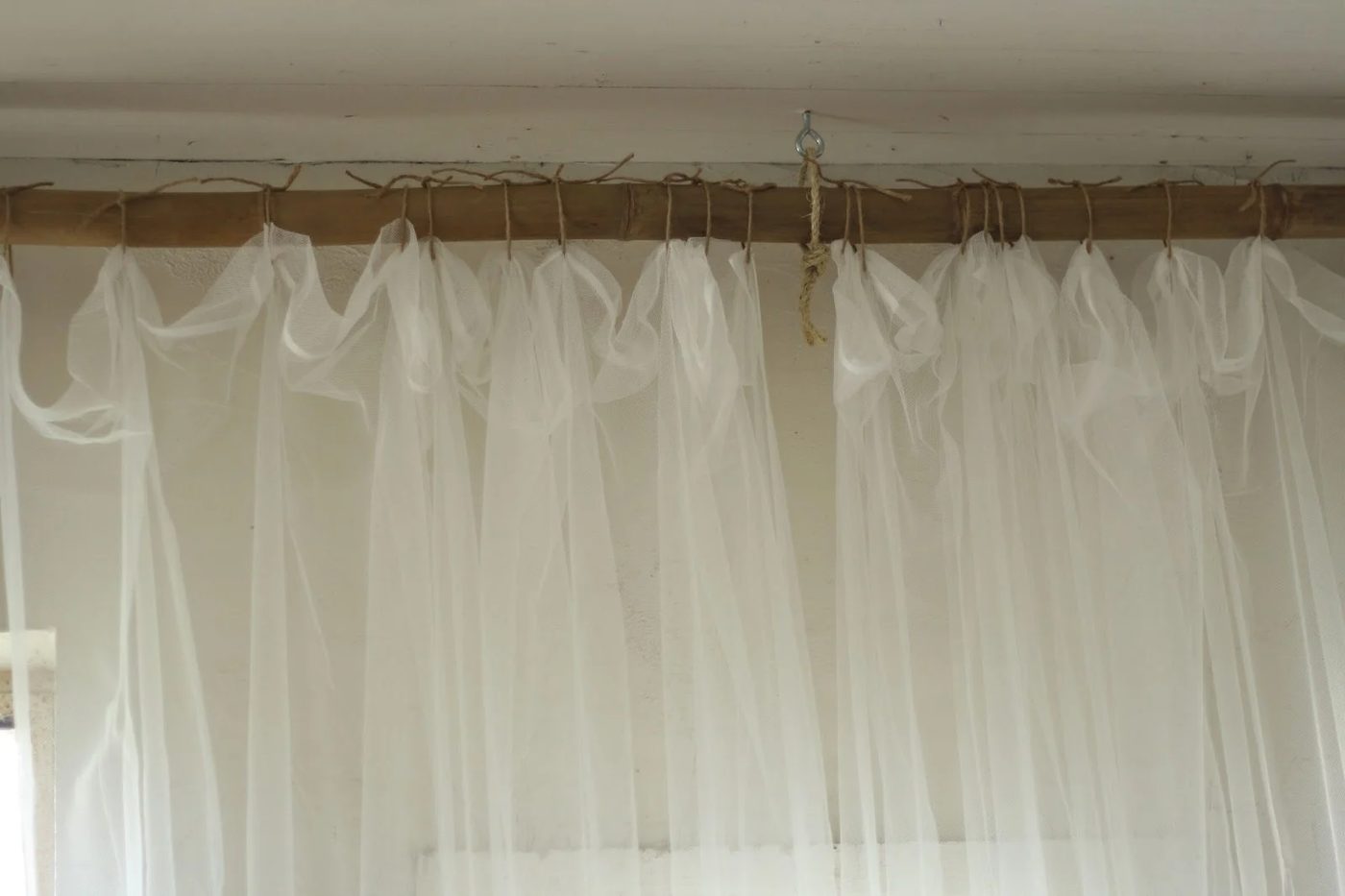 Primitive and Proper, jute rope and bamboo curtain hanging system via Bekob