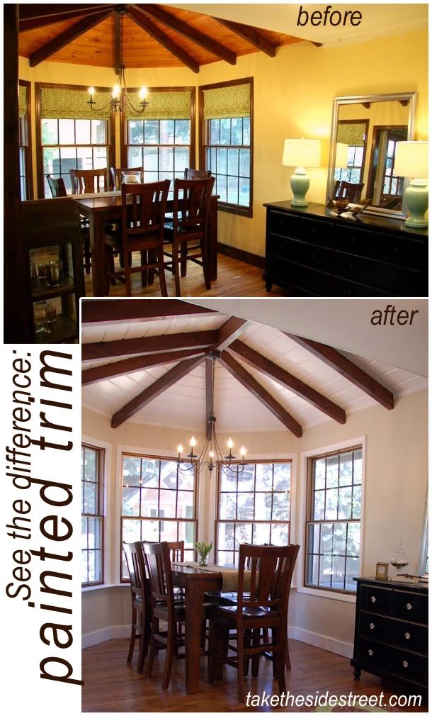 before and after dining room painted trim copy