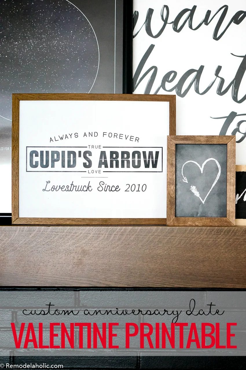 Valentine's Day Printable, Custom Anniversay Date Cupid Heart Art Set #Bekob