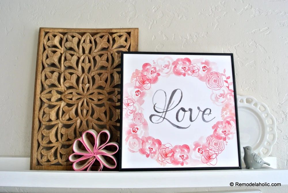 Printable Seasonal Art Set For straightforward Home Decor Pink Rose Love Wreath For Valentine's Day #Bekob