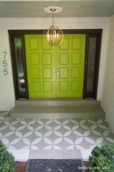 stenciled front porch for increased curb appeal on Bekob
