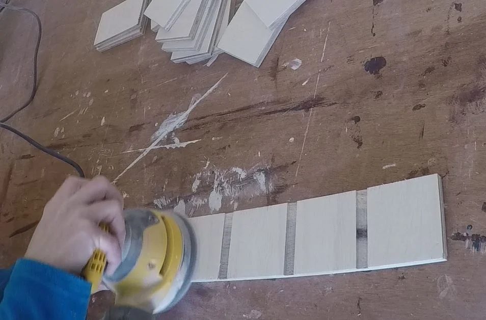 Bekob Removable Utensil Drawer Organizer Step 5c sanding down organizers for a smooth finish.