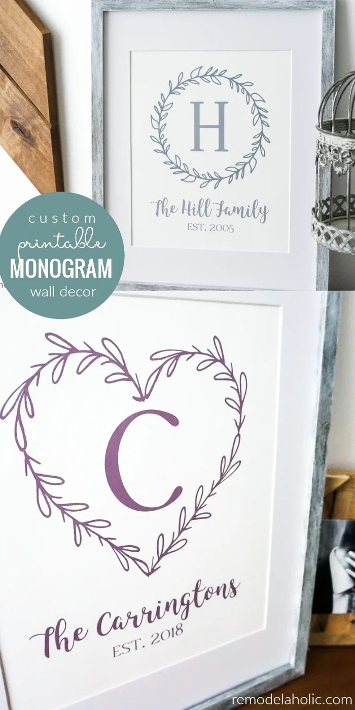 Custom Printable Farmhouse Monogram Wreath @Bekob