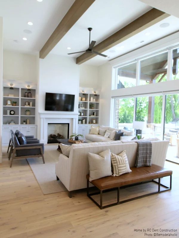 Neutral Colored Family Room With Mixed Style Furniture in a Timeless Traditional Home | RC Dent Construction And Remedy Furniture And Design, Utah Valley Parade Of Homes Featured O