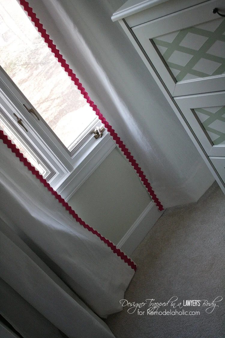 solid walkthrough on how to hem and embellish store-bought curtains for a custom look. Full walkthrough by Designer Trapped in a Lawyer's Body for Bekob.com!solid walkthrough on h