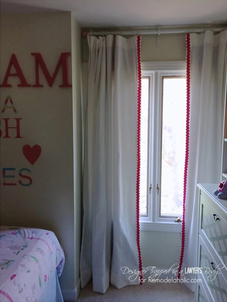solid walkthrough on how to hem and embellish store-bought curtains for a custom look. Full walkthrough by Designer Trapped in a Lawyer's Body for Bekob.com!solid walkthrough on h