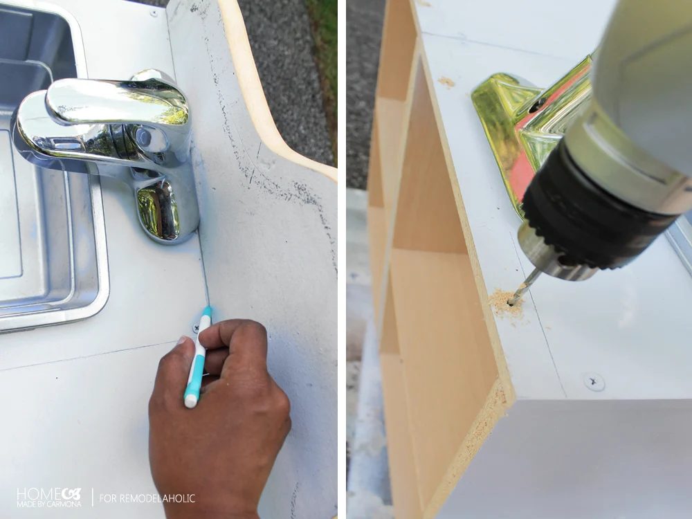 Installing a backsplash on a low-cost and straightforward play kitchen