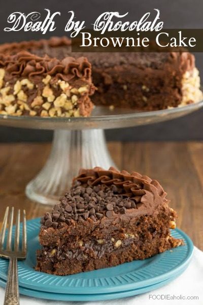Death by Chocolate Brownie Cake | FOODIEaholic.com #recipe #cooking #baking #dessert #chocolate #brownie #cake