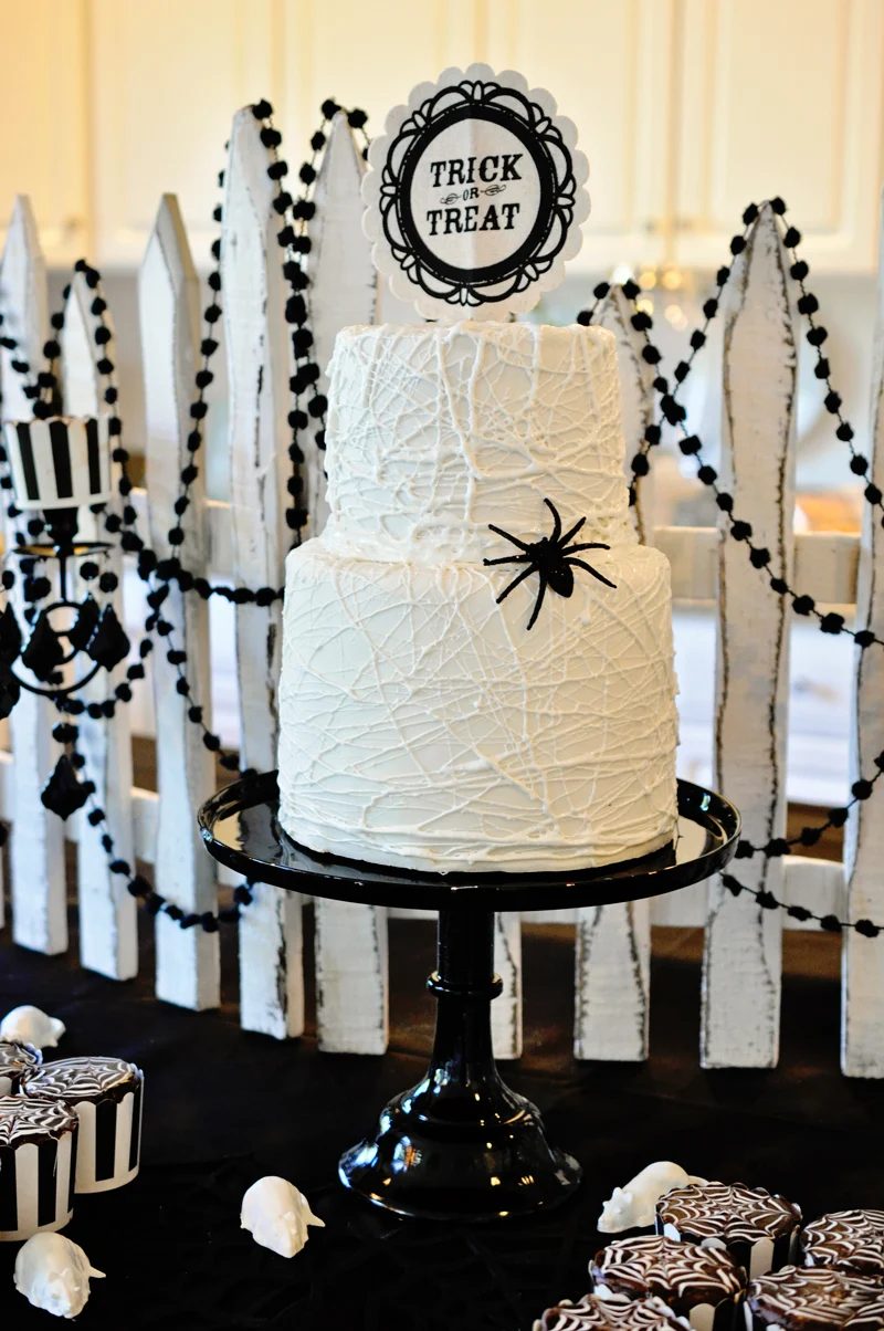 Halloween party food, cakes and treats and a direct backdrop | direct Halloween Decor options and Tutorials at Bekob.com