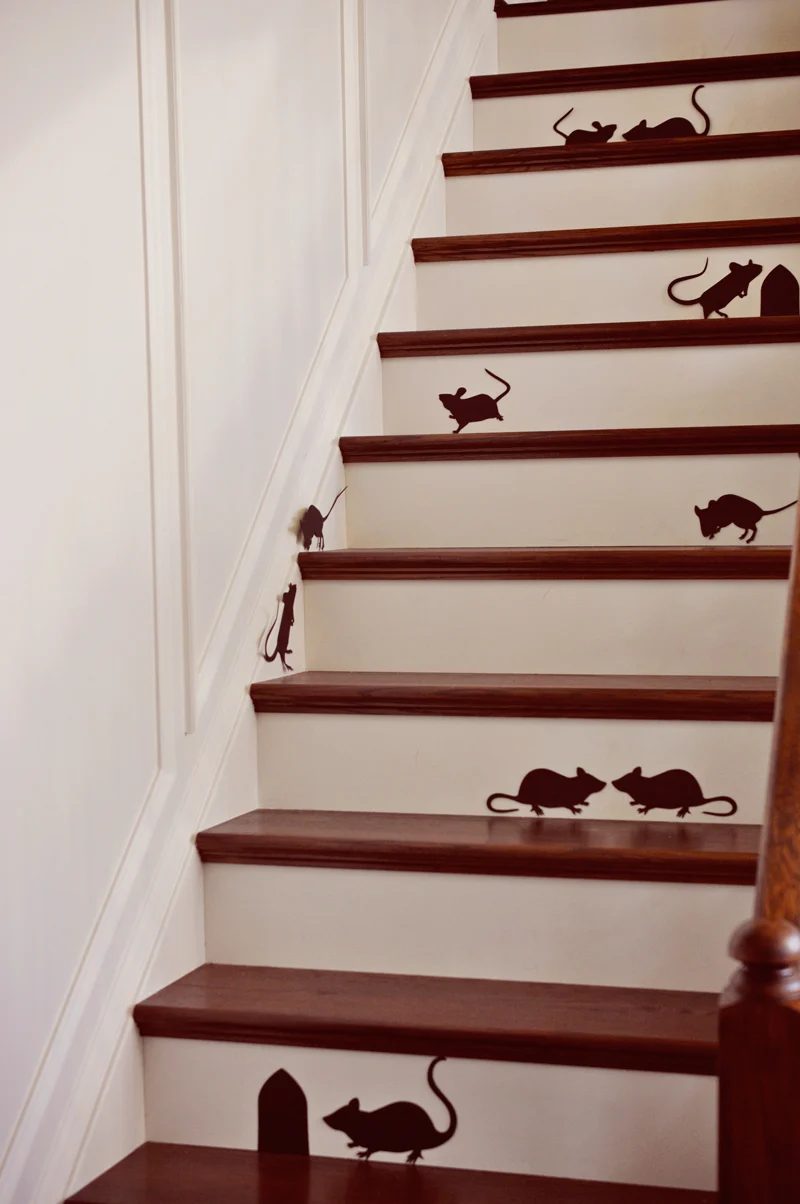 straightforward spooky mice silhouettes on the stairs | direct Halloween Decor options and Tutorials at Bekob.com
