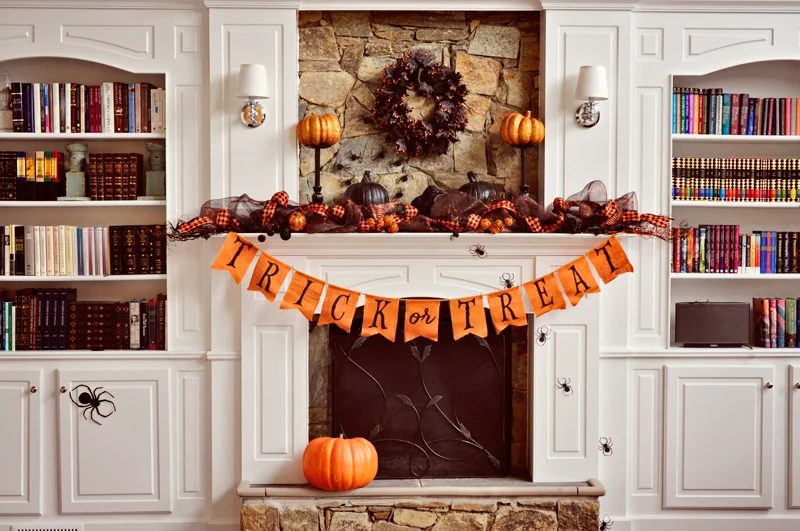 Spray painted lamps turned mantel decor stands | direct Halloween Decor options and Tutorials at Bekob.com