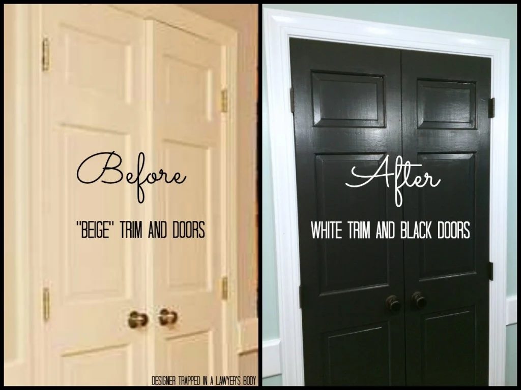 black painted doors, Valspar Kettle Black (Designer Trapped)