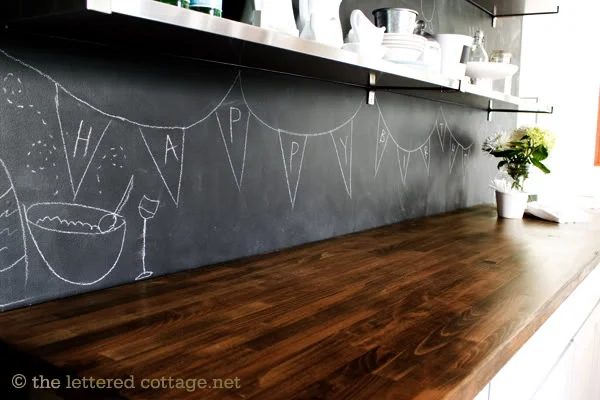 black chalkboard backsplash (The Lettered Cottage)