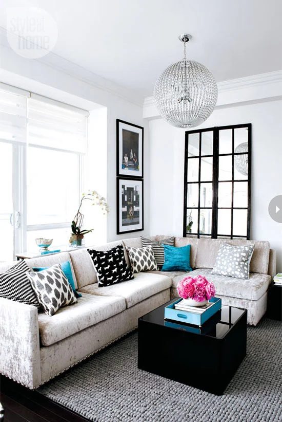 black painted mirror to resemble window in the living room (Style at Home)