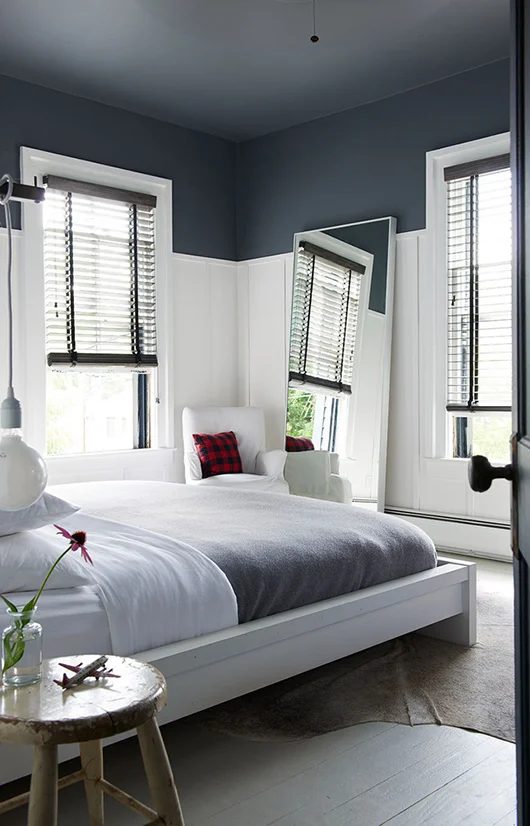 board and batten wainscot with dark gray wall and ceiling (via sfgirlbybay)