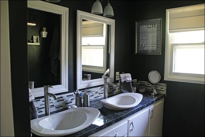 dramatic black painted bathroom remodel