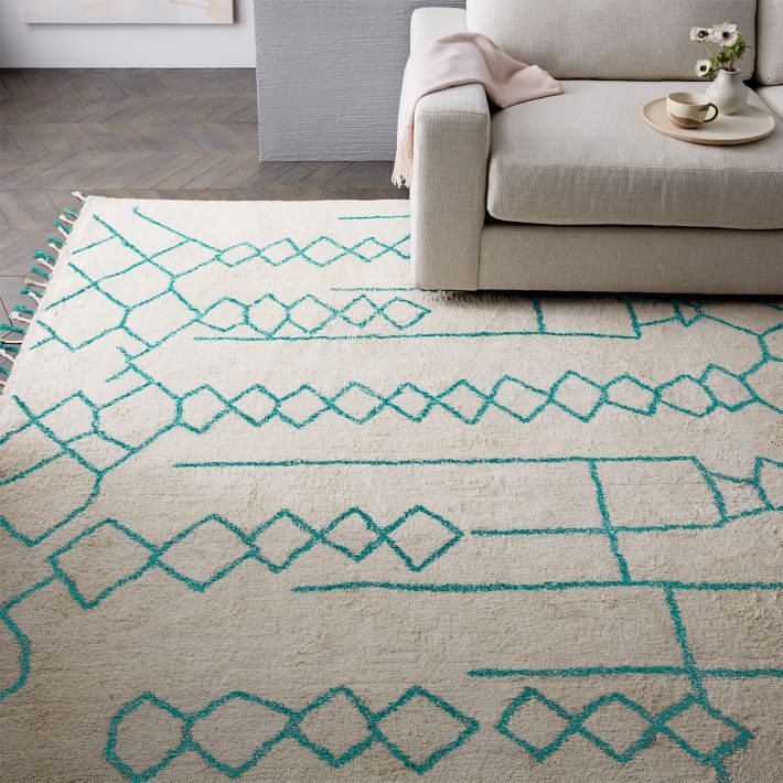 Bold Wallpaper Decor Tips, Ivory Blue Teal Rug Geometric