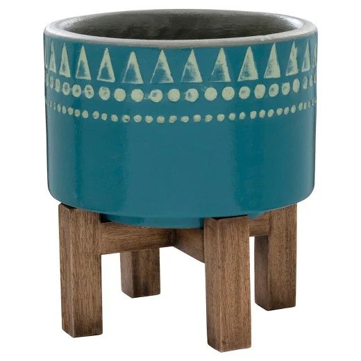 Coastal Dining Room Blue Wood Planter