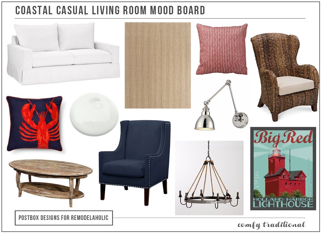 Coastal Casual Living Room Mood Board by Postbox Designs