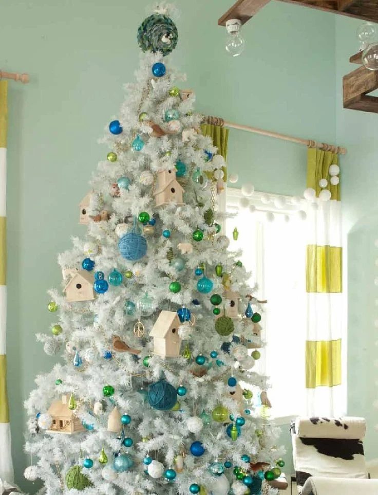 turquoise blue and green christmas tree - Emily Henderson via @Bekob
