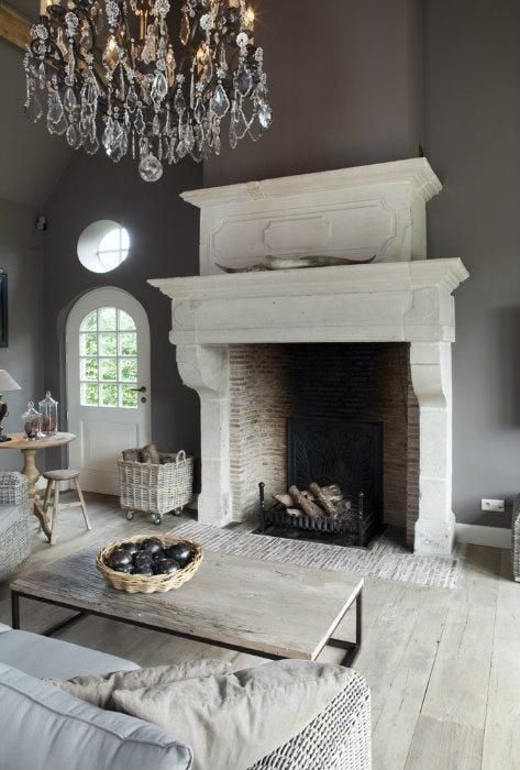 rustic glam chic living room with mantel