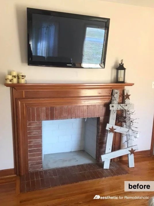 Before: How to decorate around a TV over a fireplace mantel #Bekob