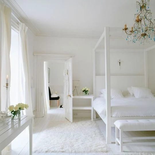 Decorating with White @Bekob -- all white bedroom and bath