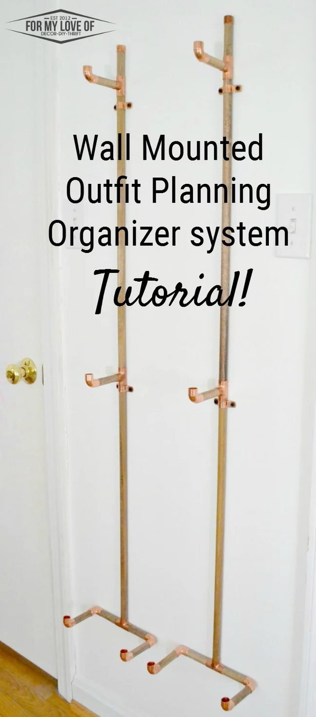 Get Organized and Be Prepared for the Morning! Fun Copper and Wood Wall Mounted Outfit Planning System