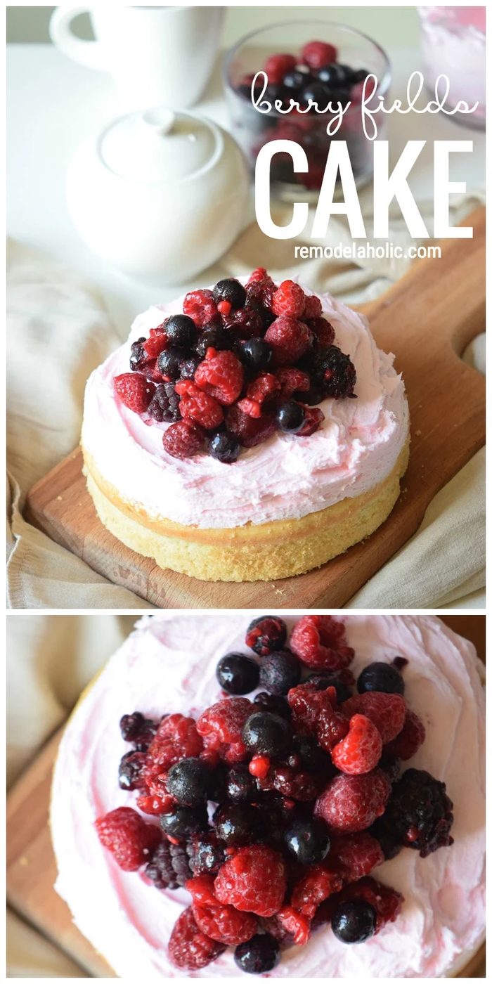 Delicious fresh berries make this cake divine. Berry Fields Cake via Bekob.com
