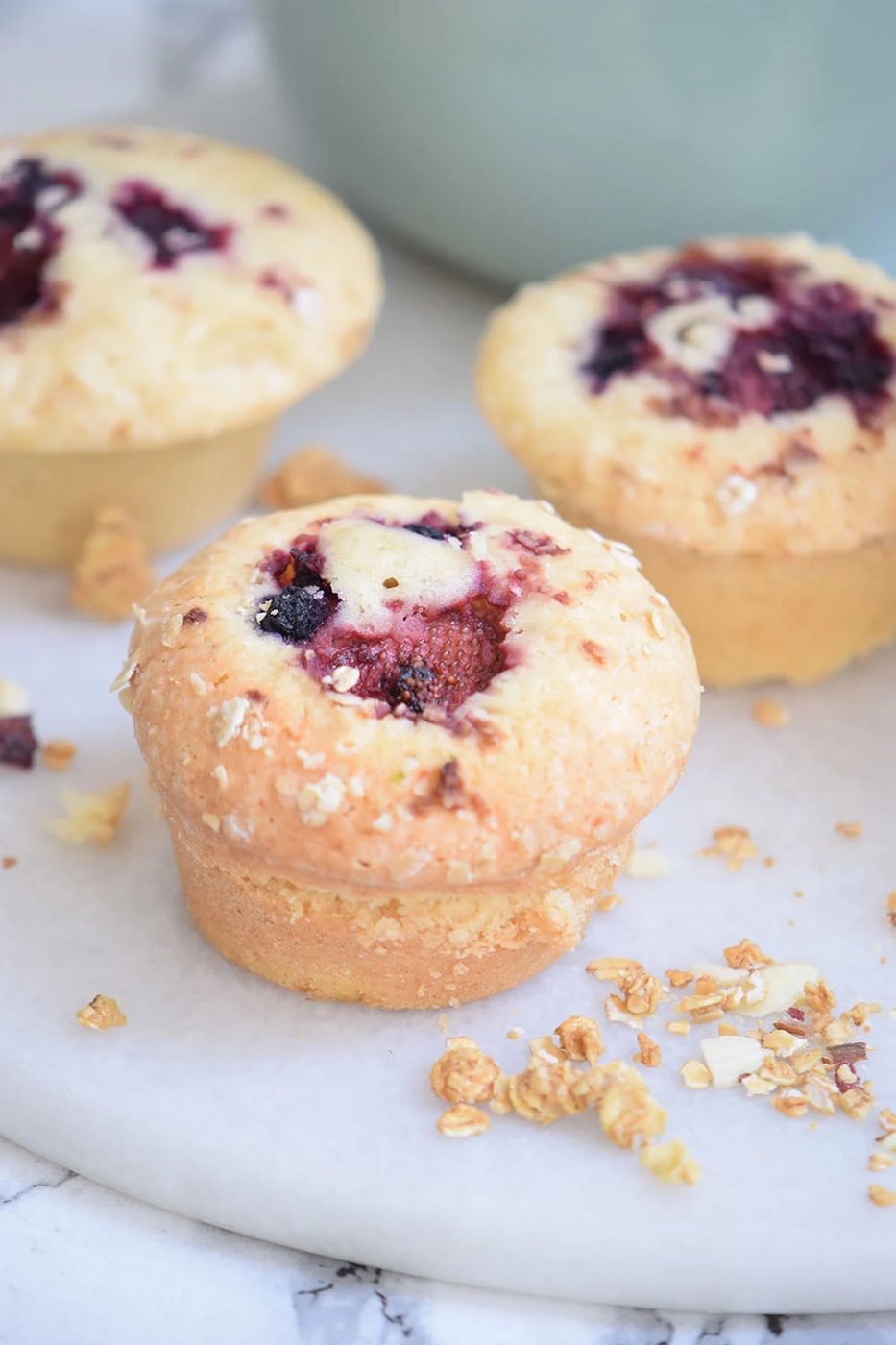 well fitted for breakfast, brunch, or a snack. Delicious Buttermilk Berry Muffins Recipe via Bekob.com
