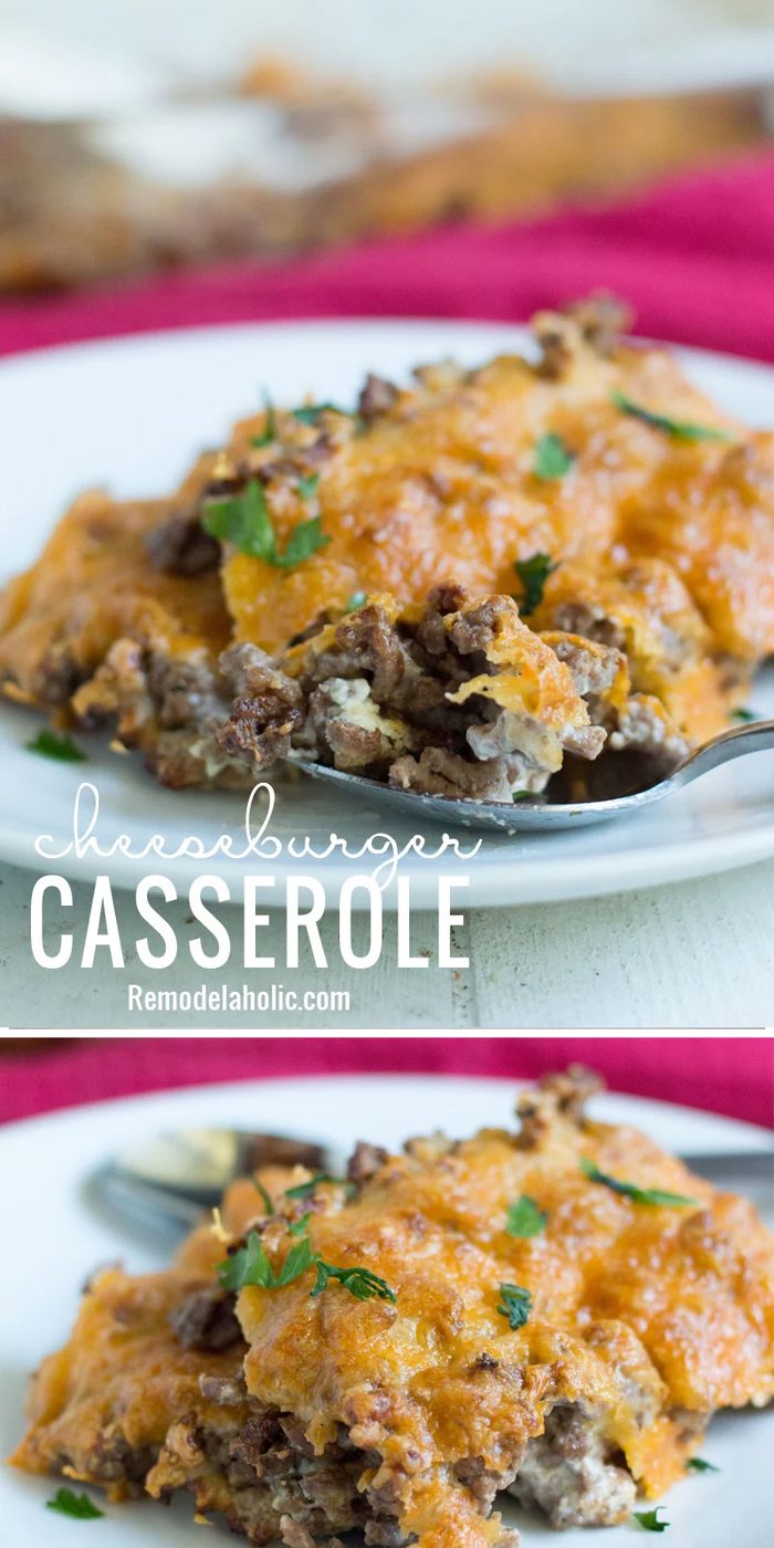 A quick and straightforward weeknight recipe is always good to have on hand, like this cheeseburger casserole recipe via Bekob.com
