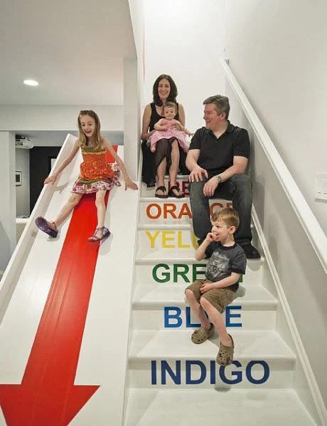 novogratz playroom stairs and slide