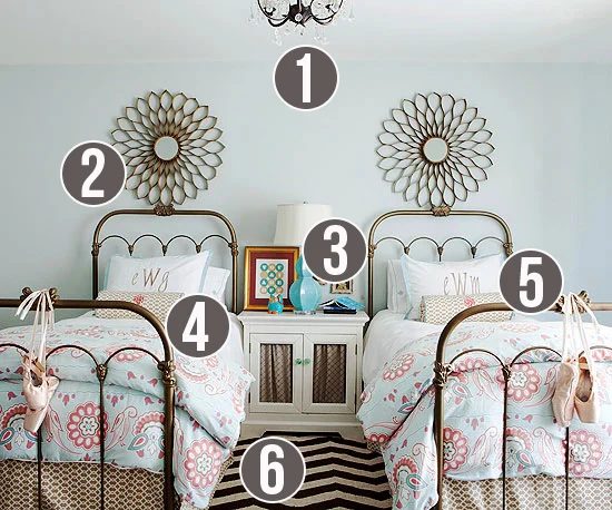 Get This Look - Girls Shared Bedroom Symmetry - Tips from Bekob